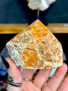 Orange Calcite Semi Polished Point