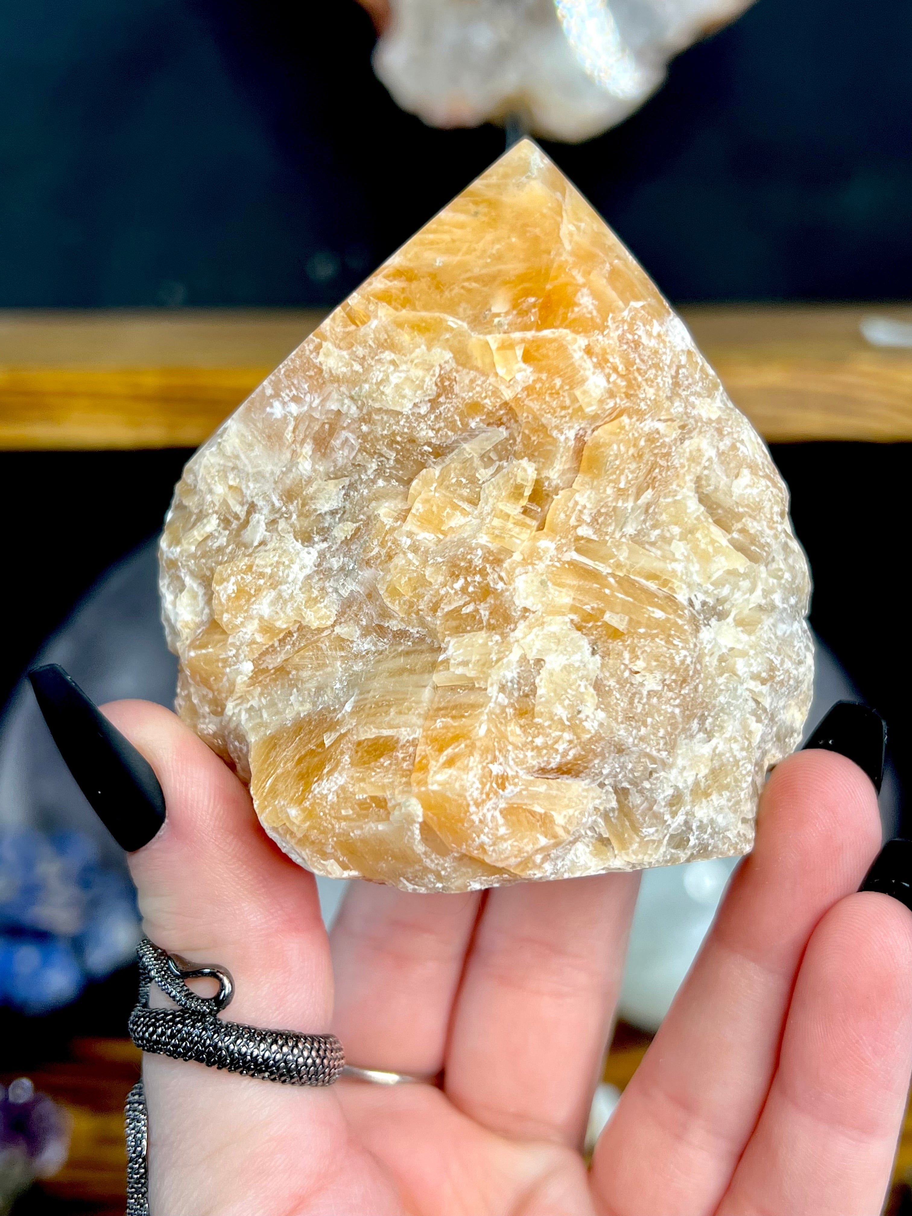 Orange Calcite Semi Polished Point